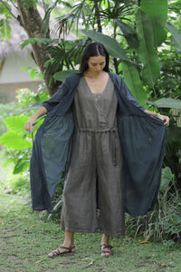 Sheer gown Indigo/Indigo gradation/charcoal black/coconut pink