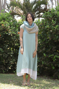 Sheer scarf emerald green/indigo/coconut pink