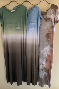 Bamboo T Dress green/blue/coral tie-dye Indigo Sea World