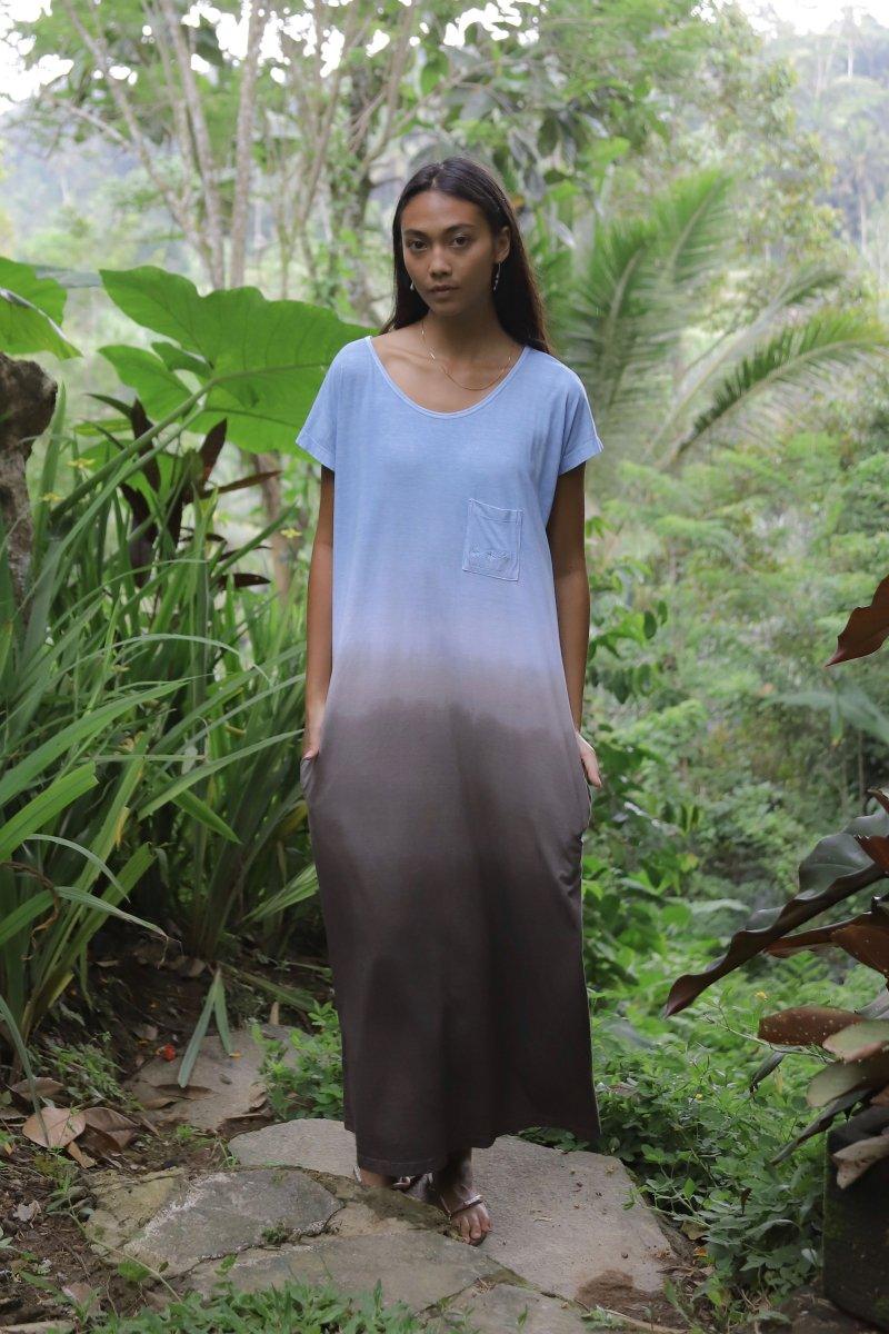 Bamboo T Dress green/blue/coral tie-dye Indigo Sea World