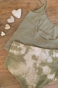 High Waist Shorts Olive/Indigo/Pink Tie Dye Indigo Sea World