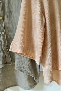 Gauze Shirt moss gray/coconut pink tie dye