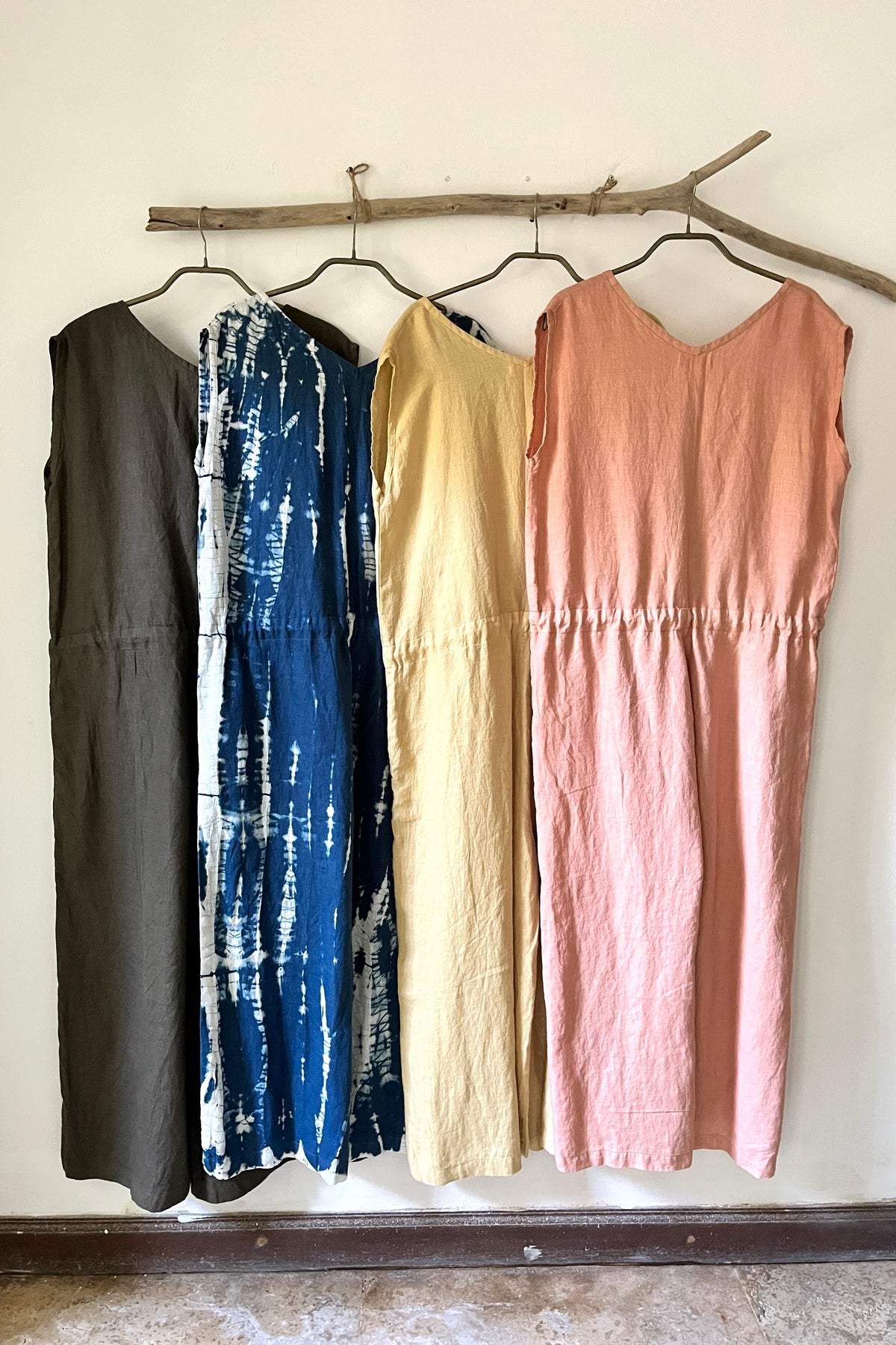 Linen Cozy Jumpsuit Coral Red/Mango Yellow/Charcoal Brown/Indigo