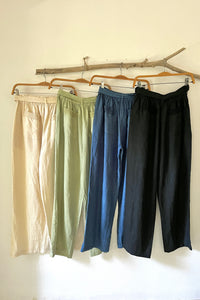 Linen Straight Pants Black/Indigo/Terracotta/Green/Cream