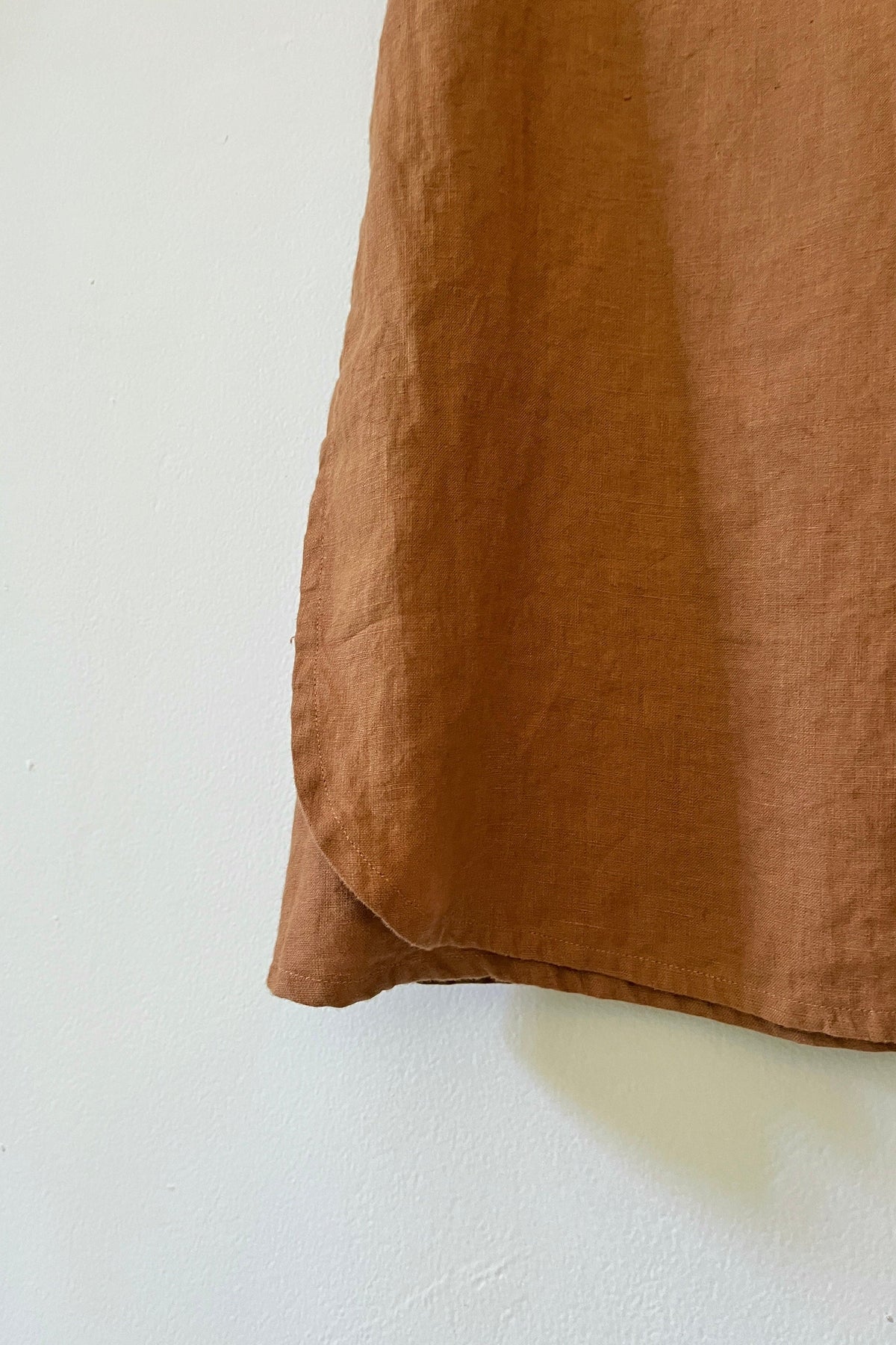 Linen wrap skirt indigo/cream yellow/terracotta