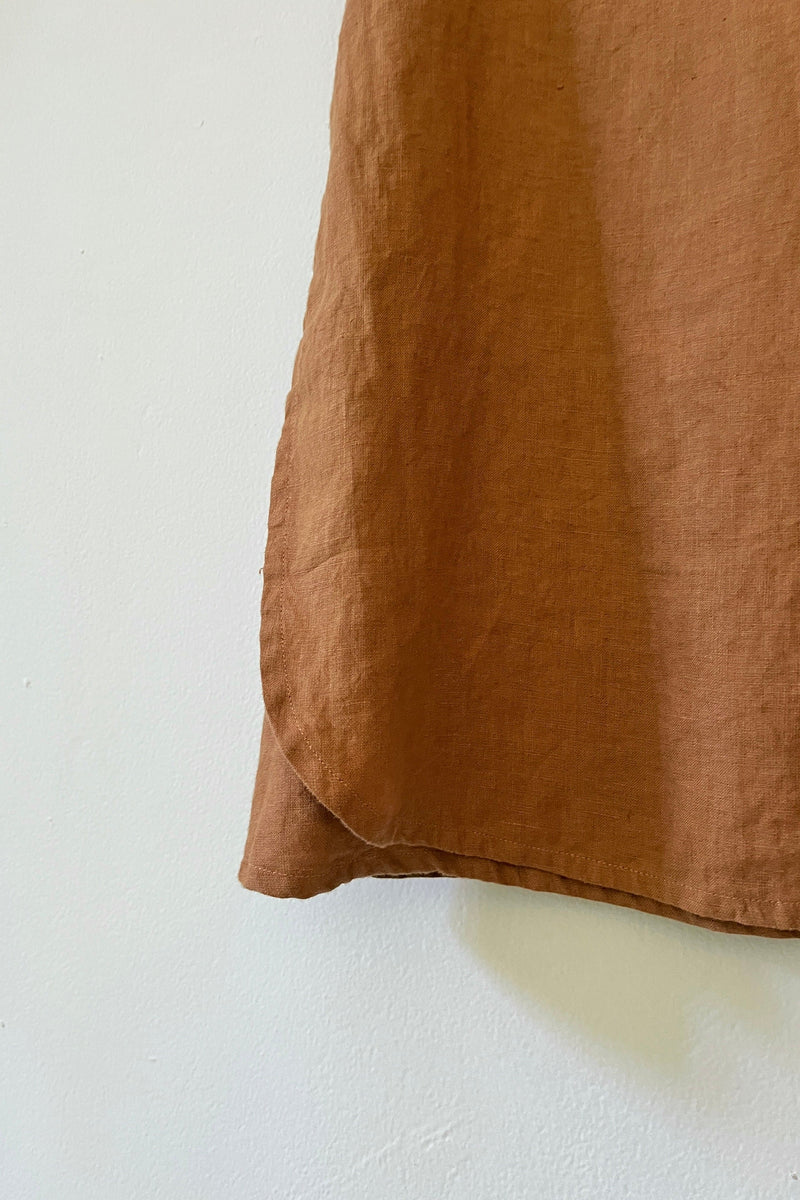 Linen wrap skirt indigo/cream yellow/terracotta