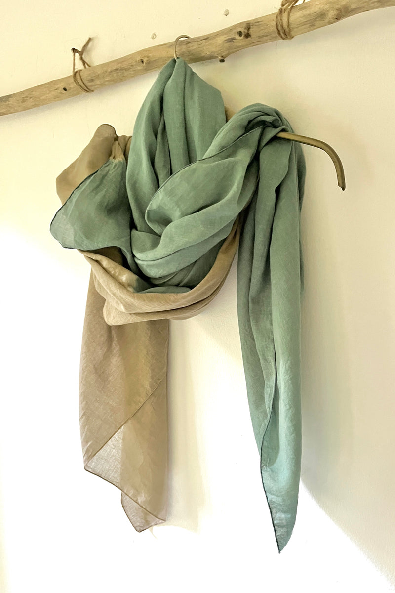 Sheer scarf emerald green/indigo/coconut pink