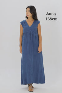 Linen Pleasant Dress Green/Navy/Coral Pink/Indigo