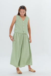 Linen Gaucho Pants Indigo/Terracotta/Leaf Green/Cream Yellow