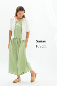 Linen Gaucho Pants Indigo/Terracotta/Leaf Green/Cream Yellow