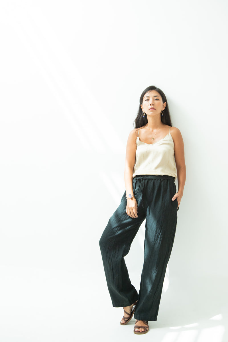 Linen Straight Pants Black/Indigo/Terracotta/Green/Cream