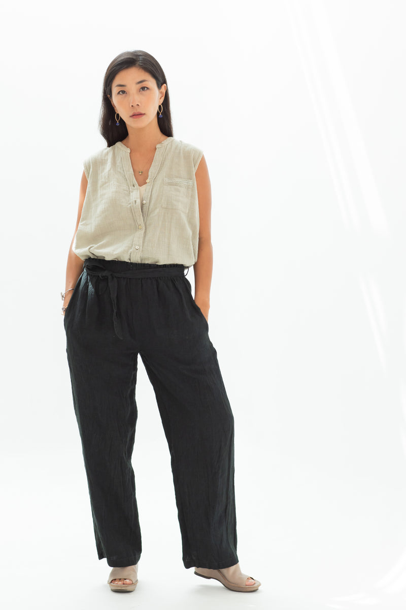 Linen Straight Pants Black/Indigo/Terracotta/Green/Cream