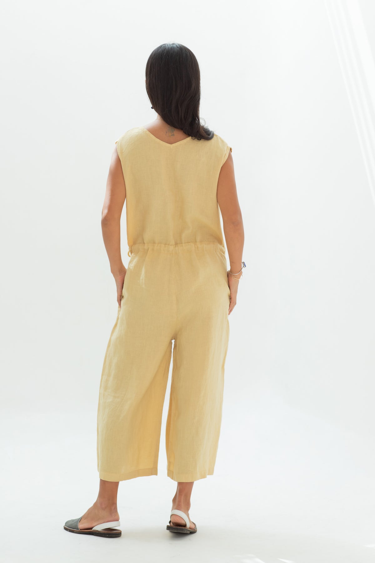 Linen Cozy Jumpsuit Coral Red/Mango Yellow/Charcoal Brown/Indigo