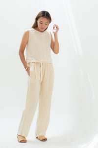 Linen Straight Pants Black/Indigo/Terracotta/Green/Cream