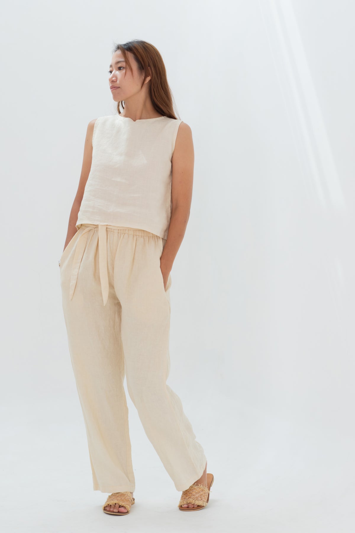 Linen Straight Pants Black/Indigo/Terracotta/Green/Cream