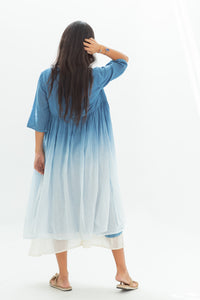 Sheer gown Indigo/Indigo gradation/charcoal black/coconut pink