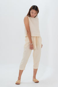 Linen Capri Pants Indigo/Terracotta/Charcoal Black/Cream Yellow