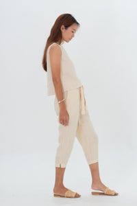 Linen Capri Pants Indigo/Terracotta/Charcoal Black/Cream Yellow