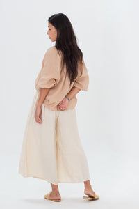 Linen Gaucho Pants Indigo/Terracotta/Leaf Green/Cream Yellow