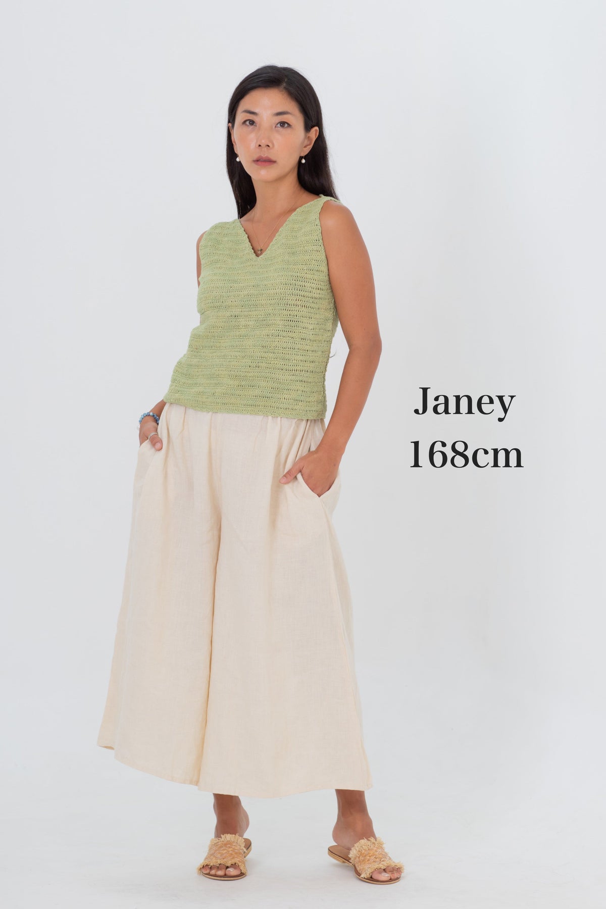 Linen Gaucho Pants Indigo/Terracotta/Leaf Green/Cream Yellow