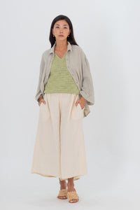 Linen Gaucho Pants Indigo/Terracotta/Leaf Green/Cream Yellow