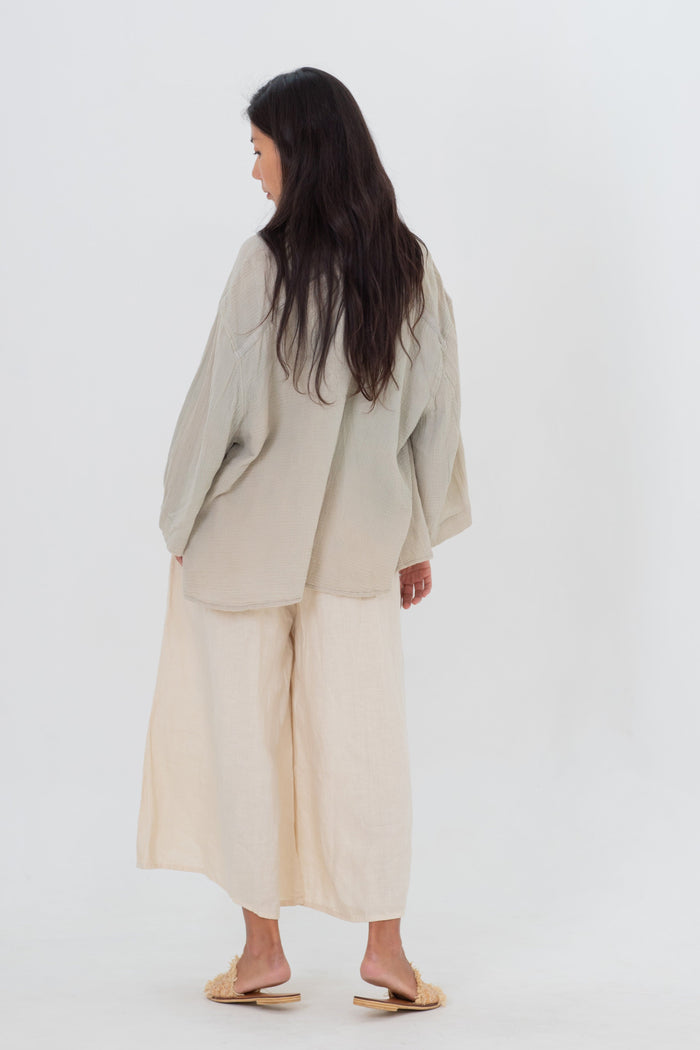 Linen Gaucho Pants Indigo/Terracotta/Leaf Green/Cream Yellow