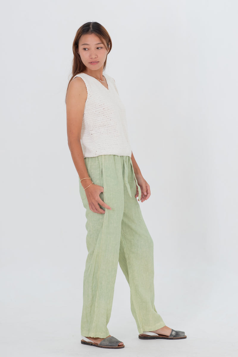 Linen Straight Pants Black/Indigo/Terracotta/Green/Cream