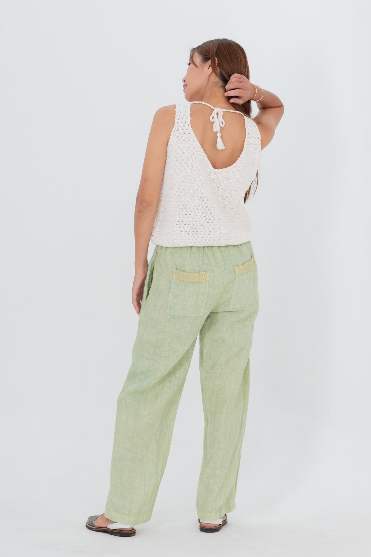 Linen Straight Pants Black/Indigo/Terracotta/Green/Cream