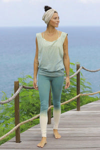 Yoga Top indigo tie dye/green/beige gray Indigo Sea World